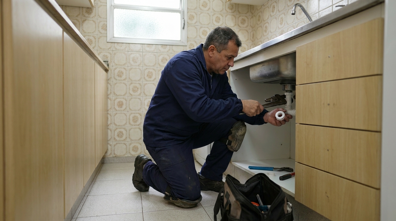 Encanador atendendo em residência em Vila Velha-ES